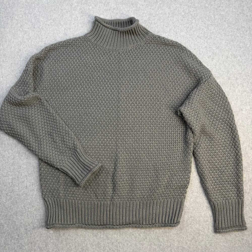 Zesica Womens Grey Chunky Knit Sweater Mock Neck Ribbed Medium Oversized Cozy